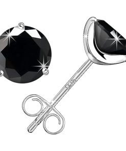 7mm martini round brilliant cut Black cubic zirconia diamond earrings for girls