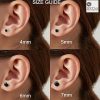 size guide Gold Martini round Black brilliant cut cubic zirconia 3-prong solitaire diamond earrings for a elegant style