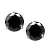 front view- Martini round brilliant cut black cubic zirconia 3-prong solitaire diamond earrings for a sophisticated style