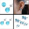 all side view-Turquoise Classic Pearl Stud Earring