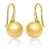 gold finish SIVYAA Fresh Water Gold Pearl Tiny Drop Dangle pure silver Earrings