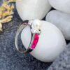 view2-SIVYAA pearl framed with white CZ & Square Cut Ruby pure silver Finger Band
