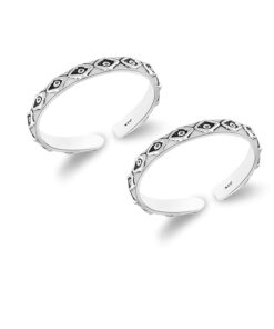 SIVYAA Trendy diamond pattern motif- Oxidized pure silver Toe Ring Band