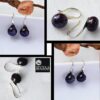 all side view- SIVYAA Fresh Water Aubergine (purple) Pearl Tiny Drop Dangle pure silver Earrings