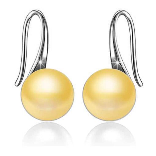 SIVYAA Fresh Water Gold Pearl Tiny Drop Dangle pure silver Earrings
