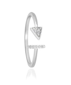 SIVYAA Dainty Bar n Arrow White CZ Diamond pure silver Ring