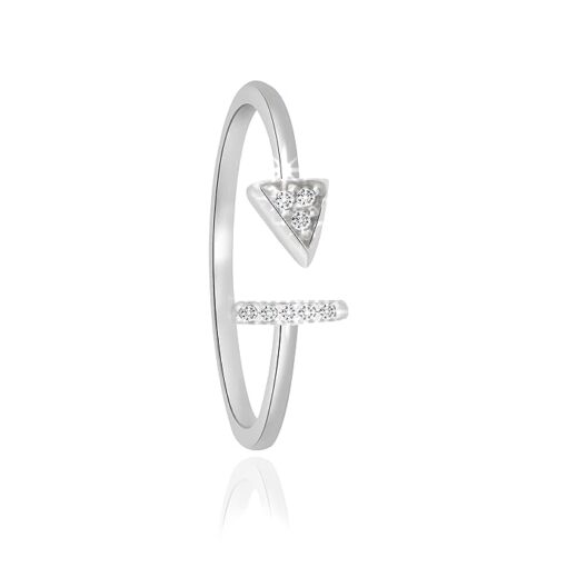 SIVYAA Dainty Bar n Arrow White CZ Diamond pure silver Ring