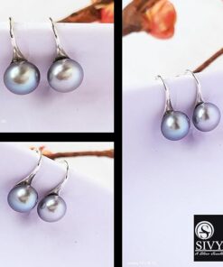 all side view- SIVYAA Fresh Water Silver Pearl Tiny Drop Dangle pure silver Earrings