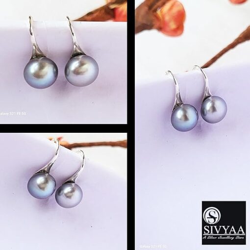 all side view- SIVYAA Fresh Water Silver Pearl Tiny Drop Dangle pure silver Earrings