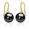 gold finish SIVYAA Fresh Water Black Pearl Tiny Drop Dangle pure silver Earrings