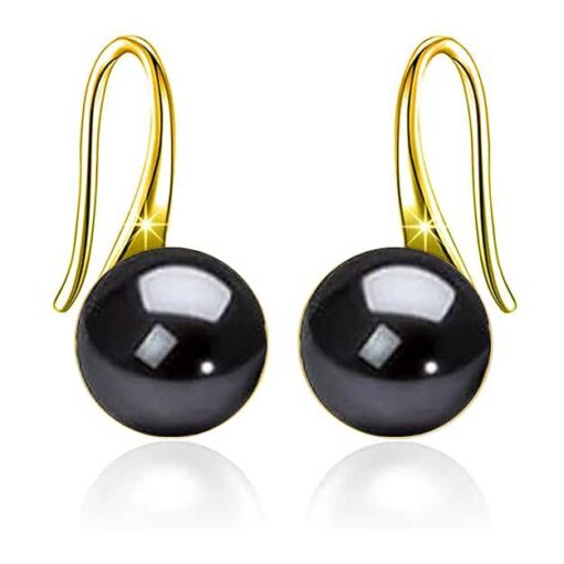gold finish SIVYAA Fresh Water Black Pearl Tiny Drop Dangle pure silver Earrings