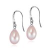 SIVYAA Fresh Water Pink Tear Drop Pearl Hook Dangle Earrings