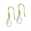 Gold Finish SIVYAA Fresh Water White Tear Drop Pearl Hook Dangle Earrings