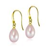 gold finish SIVYAA Fresh Water Pink Tear Drop Pearl Hook Dangle Earrings