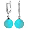 SIVYAA Solitaire Classic Turquoise Pearl Drop Dangle Hoop Earrings