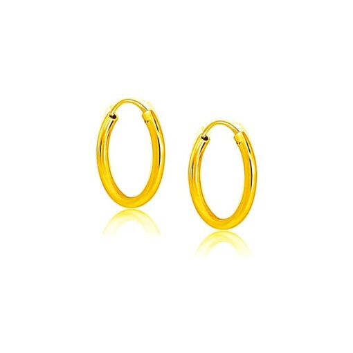 Gold 2 mm Thick Plain Round Silver Hoop-1