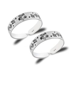 SIVYAA Trendy & floral-leaves pattern Oxidized Pure Silver Toe Ring Band