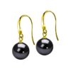 SIVYAA gold finish Classic Black Pearl Drop Hook Dangle Earrings