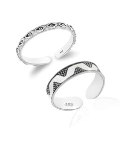 diamond motief SIVYAA Trendy 1 pcs Oxidized Toe Ring Pure Silver Band for Women