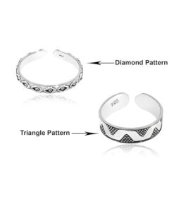 diamond SIVYAA Trendy 1 pcs Oxidized Toe Ring Pure Silver Band for Women