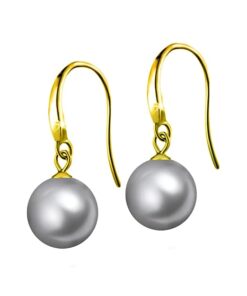 SIVYAA gold finish Classic Silver Pearl Drop Hook Dangle Earrings