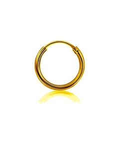 Gold Finish 2 mm Thick Men's Single Round Piece Hoop Earring