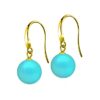 SIVYAA gold finish Classic Turquoise Pearl Drop Hook Dangle Earrings