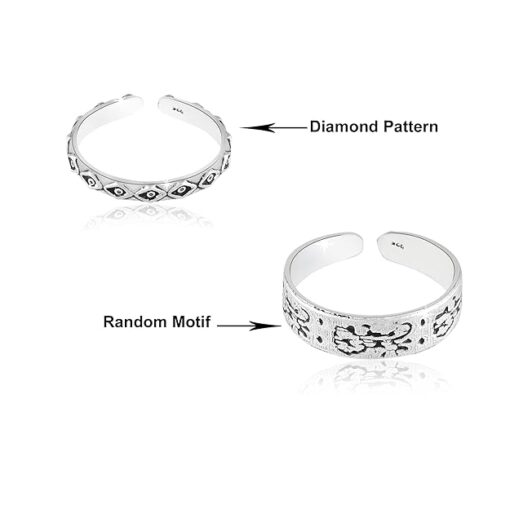 SIVYAA Trendy 1 pcs Oxidized Toe Ring Pure Silver Band for Women