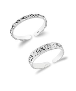 SIVYAA Trendy 1 pcs Oxidized Toe Ring Pure Silver Band for Women