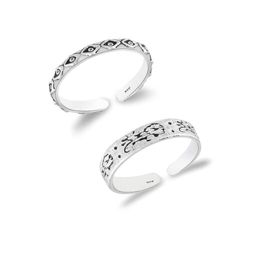 SIVYAA Trendy 1 pcs Oxidized Toe Ring Pure Silver Band for Women