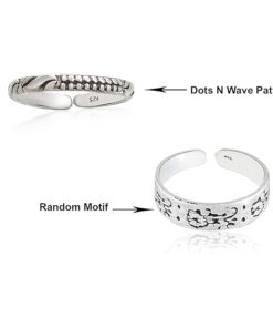 dot-wave & random motif SIVYAA Oxidized Toe Ring Pure Silver Band