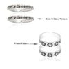 pattern name-combo of dots-wave & Floral pattern Oxidized Pure Silver Toe Ring Band- SIVYAA