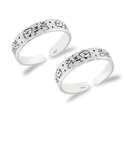 SIVYAA Trendy random pattern Oxidized Pure Silver Toe Ring Band