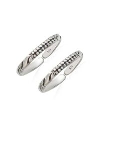 dot-wave SIVYAA Trendy Oxidized Toe Ring Pure Silver Band for Women