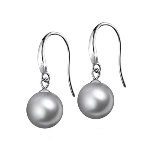 SIVYAA Classic Silver Pearl Drop Hook Dangle Earrings
