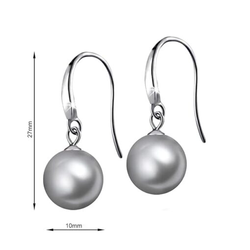 SIVYAA Classic Silver Pearl Drop Hook Dangle Earrings measurment