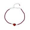 SIVYAA Red Maroon faceted Beads and Pear Solitaire Garnet Chain pure silver Bracelet