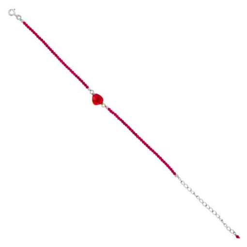 SIVYAA Red Maroon faceted Beads and Pear Solitaire Garnet Chain pure silver Bracelet with extension chain