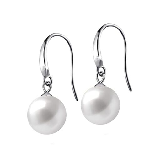SIVYAA Classic White Pearl Drop Hook Dangle Earrings