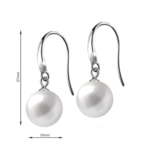 SIVYAA Classic White Pearl Drop Hook Dangle Earrings measurment