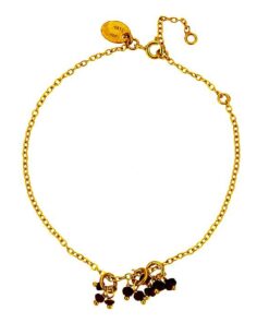 SIVYAA Gold Plated Red Maroon Beads Charms pure silver Chain Bracelet