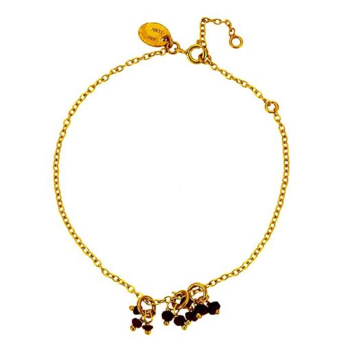 SIVYAA Gold Plated Red Maroon Beads Charms pure silver Chain Bracelet