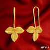 view1- SIVYAA handcrafted Gold Plated Tri-Petaled Flower pure silver dangle Earrings