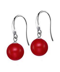 SIVYAA Classic Red Pearl Drop Hook Dangle Earrings