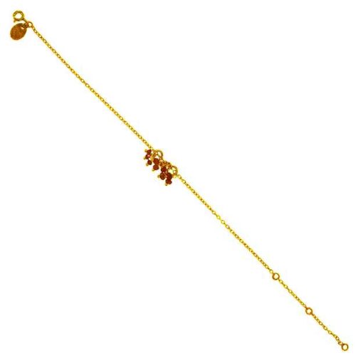 SIVYAA Gold Plated Red Maroon Beads Charms pure silver Chain Bracelet with extension chain