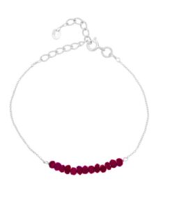 SIVYAA Garnet Beaded pure silver Chain Bracelet