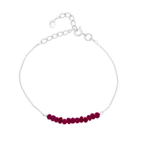 SIVYAA Garnet Beaded pure silver Chain Bracelet