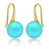 SIVYAA gold finish Classic Turquoise Pearl Tiny Drop Dangle Earrings