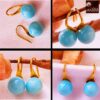 all side view-SIVYAA gold finish Classic Turquoise Pearl Tiny Drop Dangle Earrings