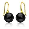 SIVYAA gold finish Classic Black Pearl Tiny Drop Dangle Earrings
